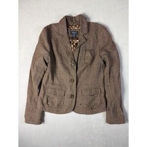 American Eagle Outfitters Tweed Brown Blazer Wool Blend 3 Buttons - Medium